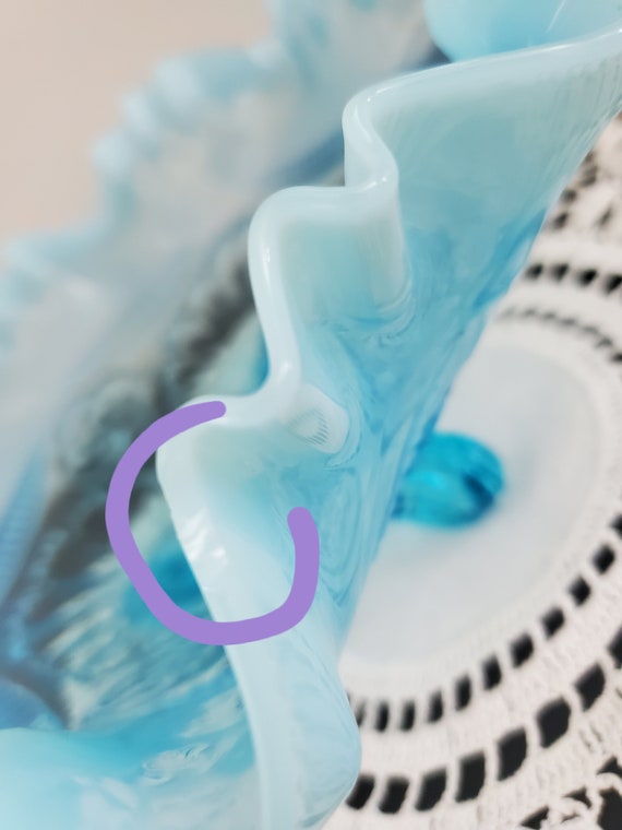 フェントン ブルーボウル Vintage Fenton Blue Opalescent Three Footed Bowl - Etsy 日本