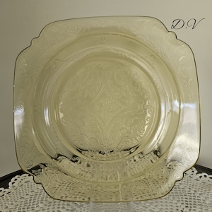 Vintage Federal Glass Amber Color Depression Plates-Set of 4