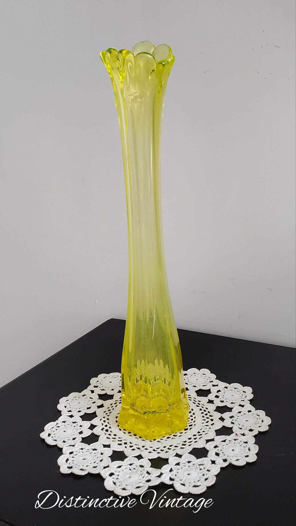 Vintage Fostoria Vaseline Glass Canary Yellow Bud Vase Etsy