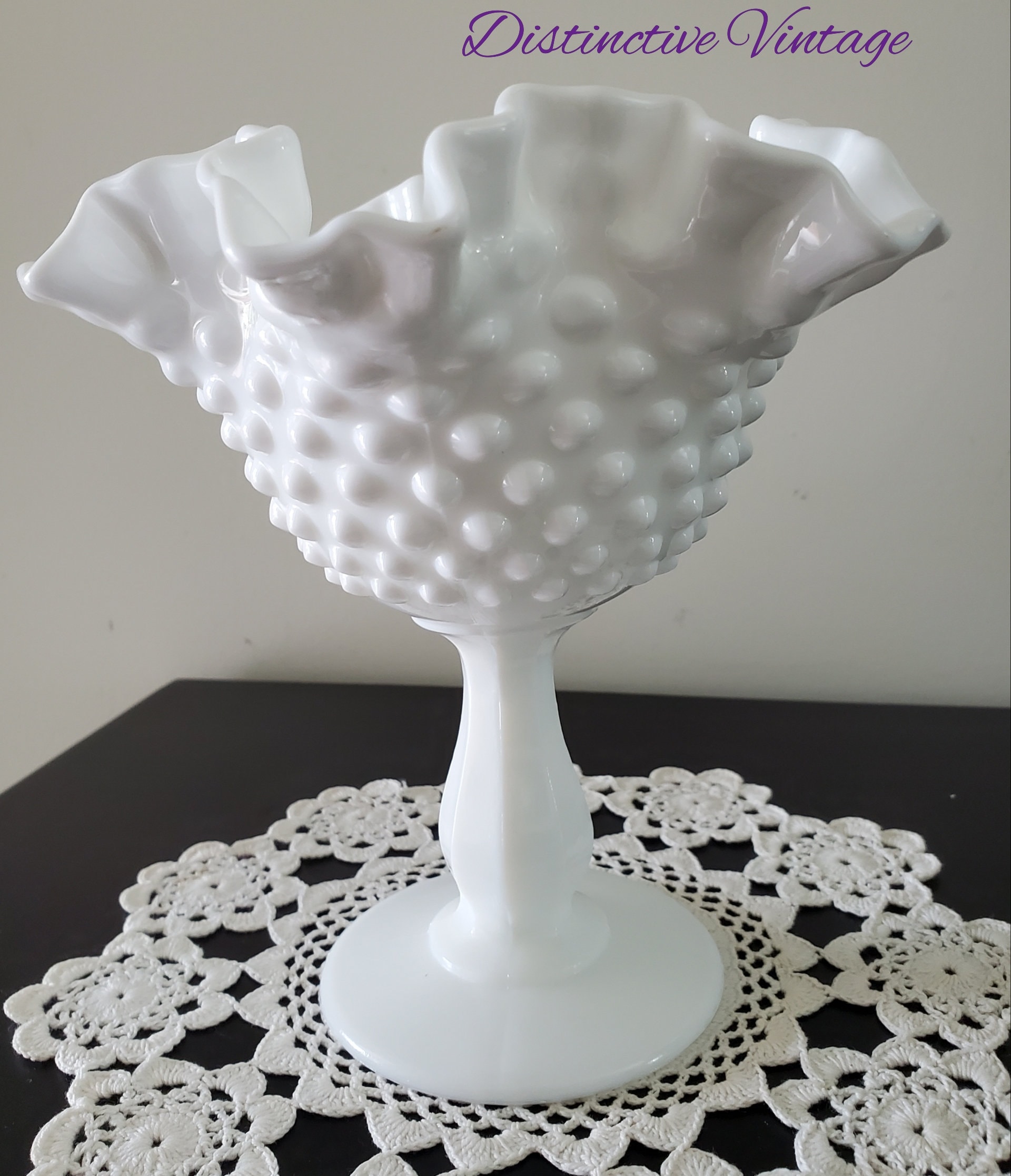 Vintage Fenton Hobnail White Milk Glass Pedestal Candy Dish - Etsy