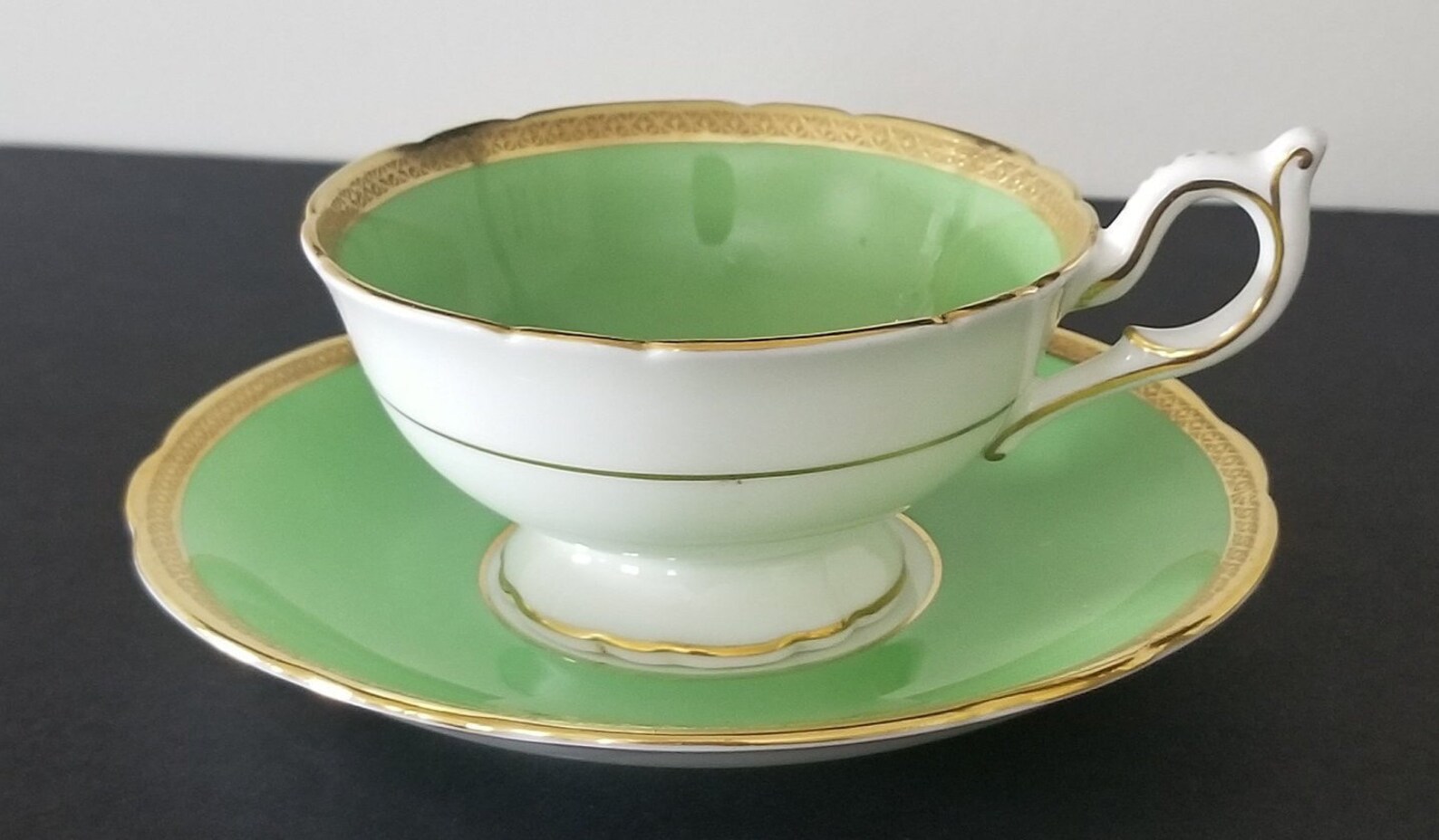 Coalport of England Lime Green Tea Cup and Saucer Etsy