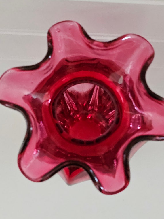 Vintage Fenton Ruffle Top Melon Sided Vase - Etsy