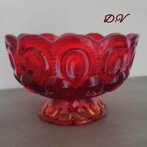 Vintage L.E. Smith Amberina Moon & Stars Bowl