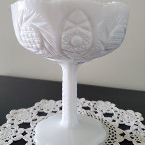 Vintage Milk Glass Kemple Wheaton Button & Stars Pedestal Candy Dish