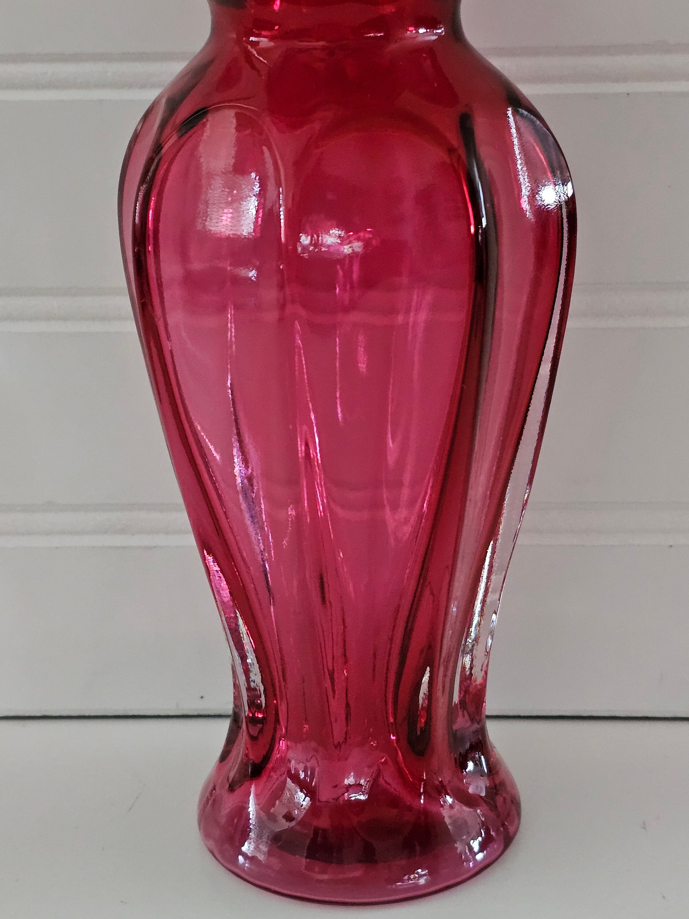 Vintage Fenton Ruffle Top Melon Sided Vase - Etsy