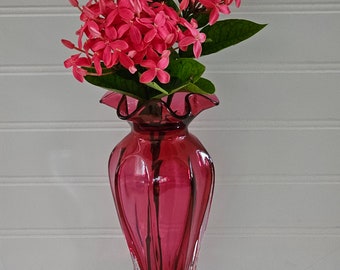 Vintage Fenton Ruffle Top Melon Sided Vase - Etsy