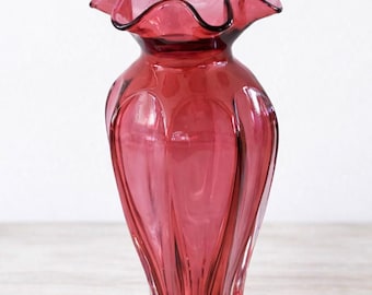 Vintage Fenton Ruffle Top Melon Sided Vase - Etsy