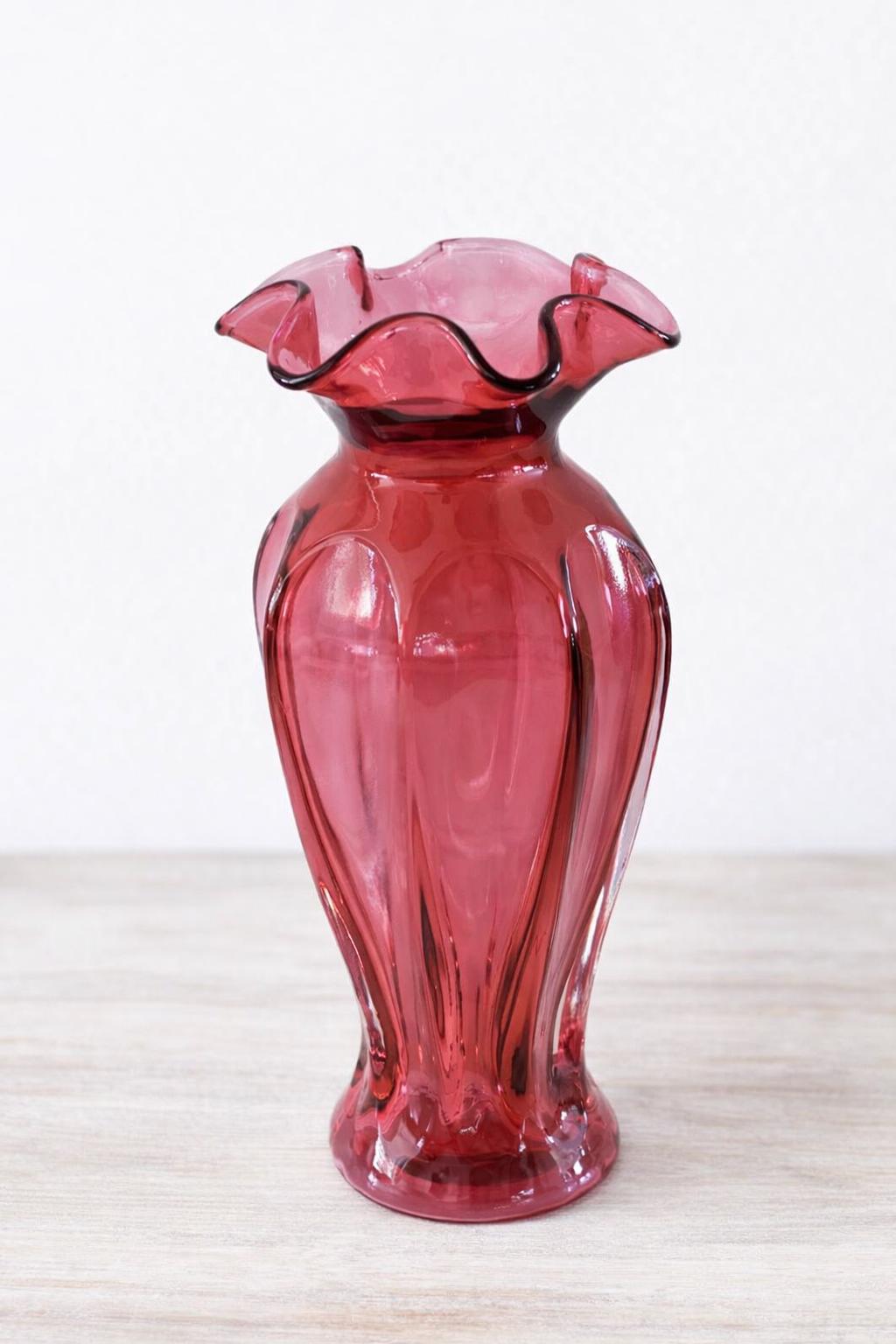 Vintage Fenton Ruffle Top Melon Sided Vase - Etsy