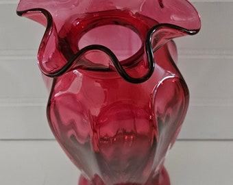 Vintage Fenton Ruffle Top Melon Sided Vase - Etsy 日本