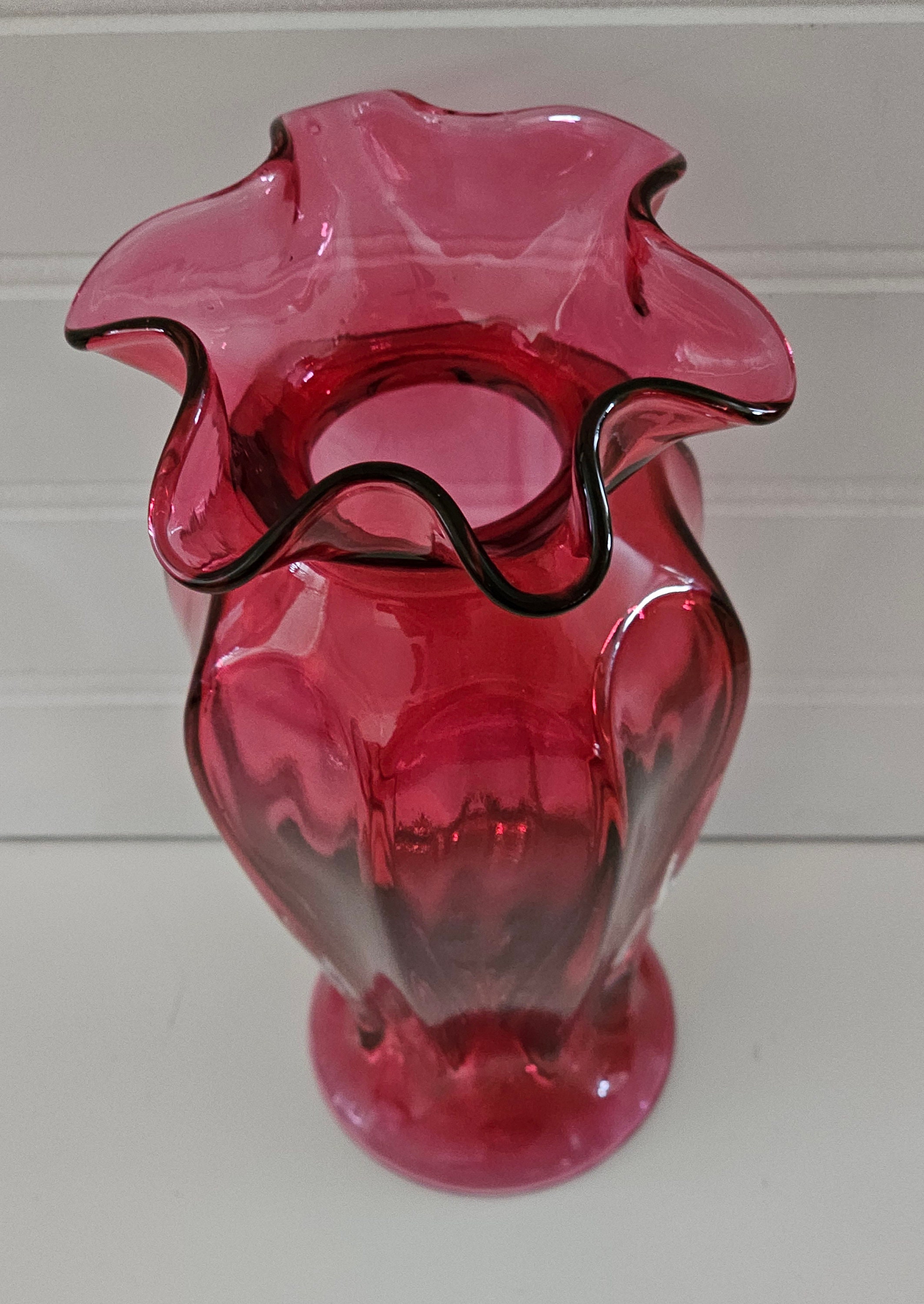 Vintage Fenton Ruffle Top Melon Sided Vase - Etsy 日本