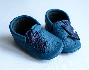 Sapphire Blue Baby Soft Shoes With Arrows, Real Leather Handmade Moccasins, Toddler Shoes, Soft Soles, Baby First Shoes, Baby Shower Gift