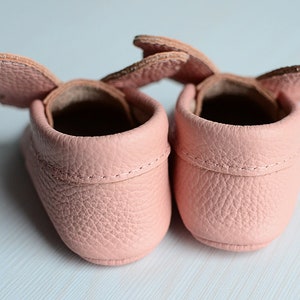 READY TO SHIP 6-12 Months Pink Butterfly Wings Baby Shoes, Real Leather Handmade Soft Soles, Newborn Baby First Shoes, Baby Shower Gift image 5