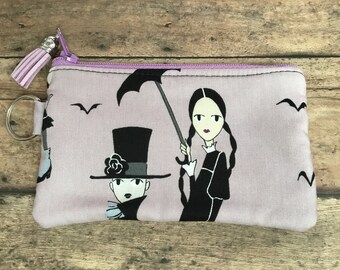 Purple Black Goth Spooky Womens Wristlet Wallet Clutch for Smartphones with Wrist Strap Card Coin Purse Case