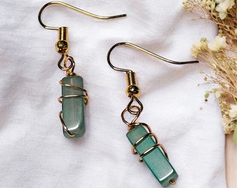 Boucle d’oreilles | AVENTURINE VERTE | acier inoxydable