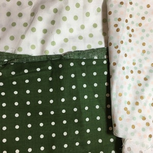 Crafting Fabric Scrap Bag-Quilting Scrap Bundle-Polka Dot Fabric Scraps-Art Fabric Scraps-Fabric Scrap Bag-Green Dot Scraps image 2