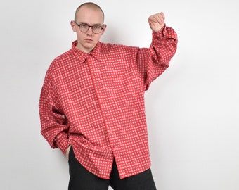 90s work button down Size XL Orange corduroy shirt