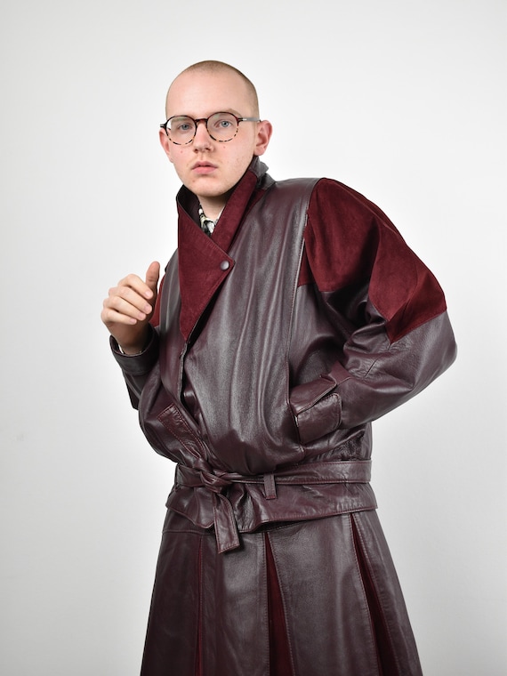 80s vintage batwing leather jacket & pleated leath