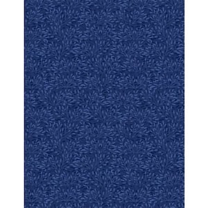 Pode incluir: Um padrão sem costura de folhas estilizadas azuis sobre um fundo azul escuro.