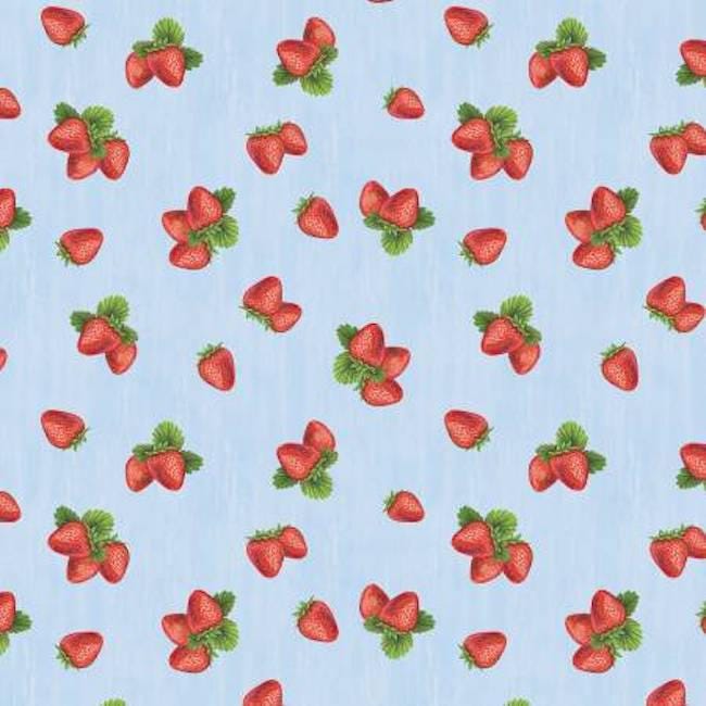 Strawberry fabric Wilmington Prints light blue The Berry Best patchwork fabric