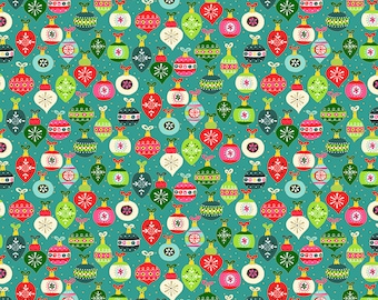 Christmas fabric turquoise-colorful Makower