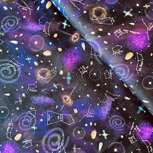 Patchworkstoff Space Adventure von Robert Kaufman, schwarz-violett