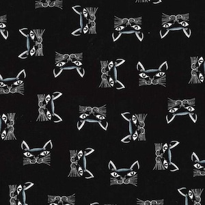 Michael Miller katten zwarte katten Cubic Kitties patchwork stof
