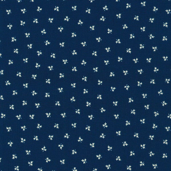 Kaufman Stephenson County cotton fabric navy dark blue blue print