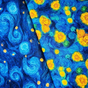 Tela de patchwork Van Gogh azul-amarillo de Timeless Treasures