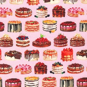 Kaufman Stoff Sweet Tooth Torten, rosa Patchworkstoff