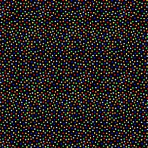 Puede incluir: Un fondo negro con un patrón repetitivo de pequeños puntos de colores. Los puntos están dispuestos en diagonal, creando una sensación de movimiento. Los colores de los puntos incluyen rojo, naranja, amarillo, verde, azul y azul claro.