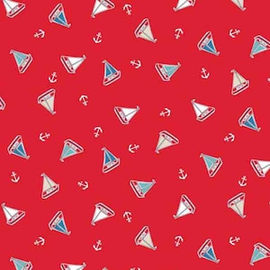 Makower fabric maritime, red