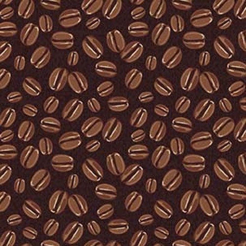 Tissu Michael Miller Coffee Culture, grains de café marron