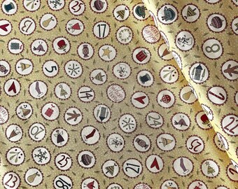 Retro Christmas fabric by Henry Glass, O Christmas Tree, beige