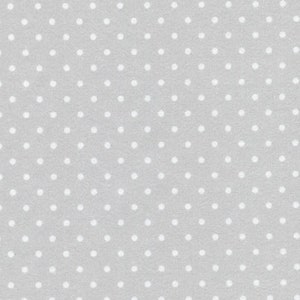 Op de afbeelding: Een naadloos patroon van witte stippen op een lichtgrijze achtergrond.