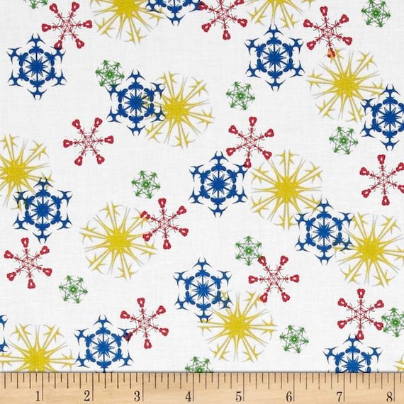 Snowflake Fabric Quilting Treasures Colorful Etsy