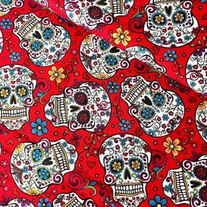 Tessuto patchwork Festival Skulls, teschi messicani di David Textiles