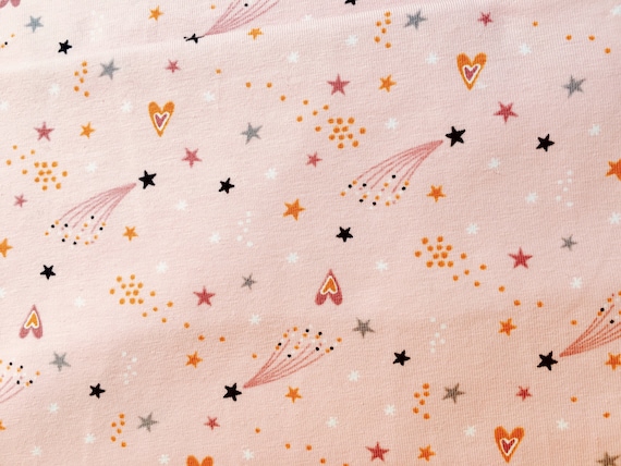Rest: Jersey Sterne und Herzen rosa, ÖkoTex 100