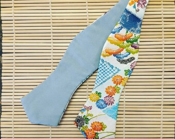 Silk Kimono Self-Tie Bow Tie -  Sky Blossom