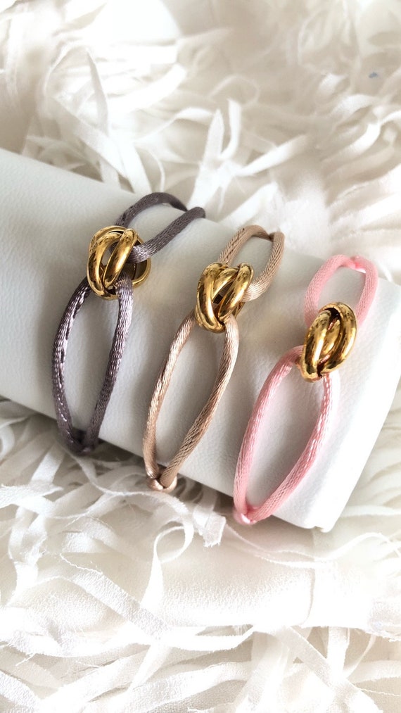 Les Trois GOLD High Quality Stainless Steel Rings Three Rings Bracelet Satin Triple Ring Gift Best Friend Friendship Bracelet Etsy