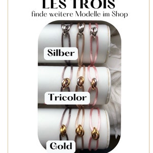 Les Trois Tricolor Armband mit drei Ringen dreifach Ring Gold Silber Rosegold Satinband Edelstahl Freundschaftsarmband 26 Farben Bild 5