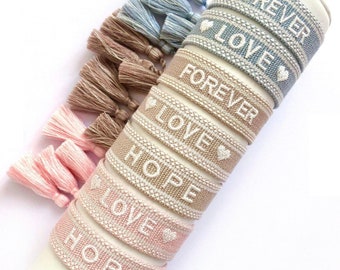 Friendship bracelet embroidered fabric bracelet gift woven bracelet canvas bracelet knotted woven tassel boho hippie Christian bracelet