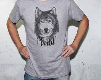 Be Wild Wolf Wolves Pack Art Draw Rebel Tshirt