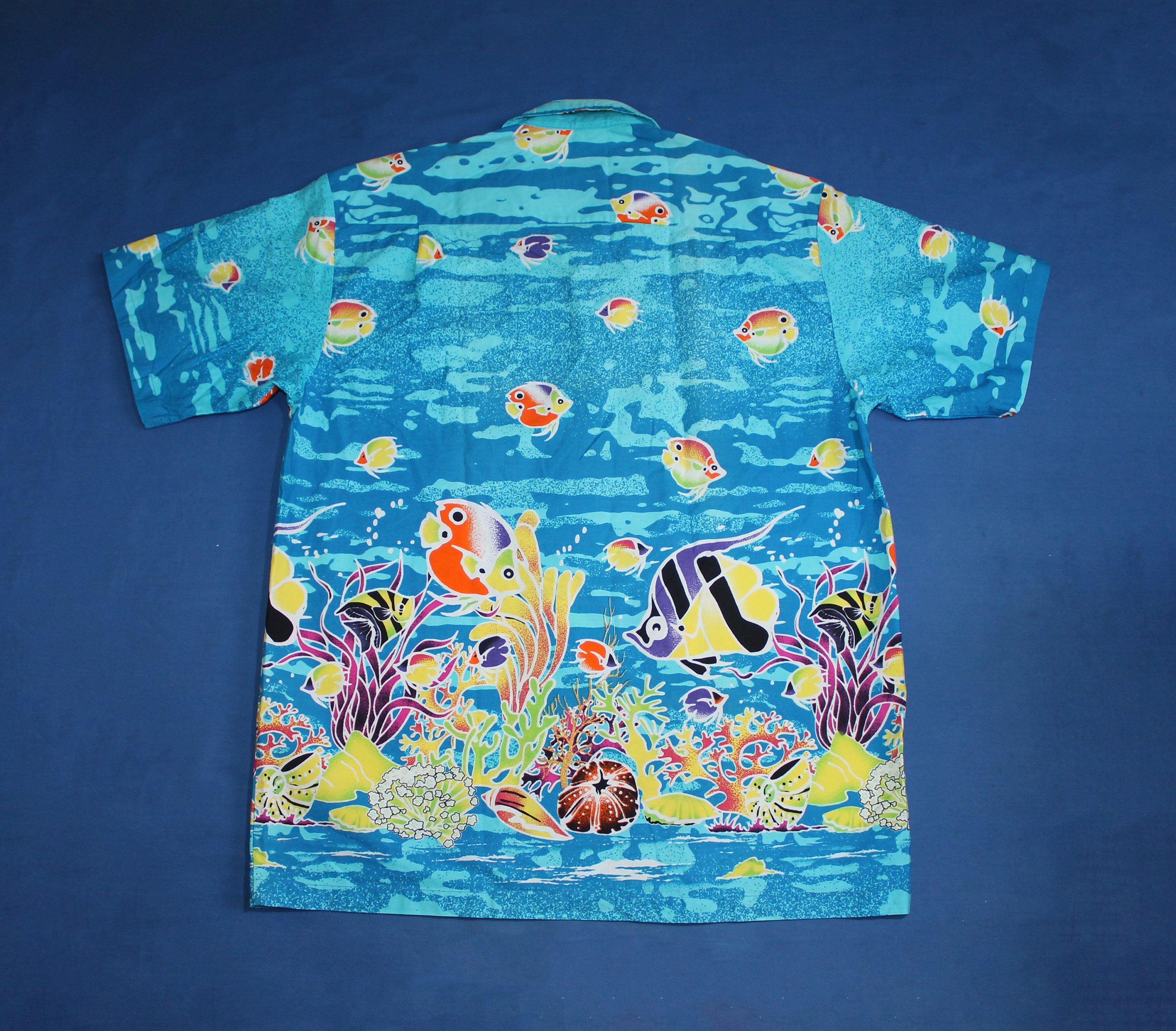 Cotton colourful tropical fish print shirt Tropical button up Etsy