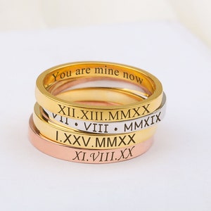 Roman Numeral Ring - Engraved Ring - Custom Ring Custom Roman Numeral Ring - Ring With Date - Anniversary Gift for Her