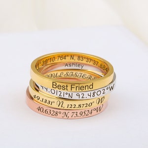 Best Friend Graduation Gift - Coordinate Ring - Personalized Ring - Custom Coordinates Ring - Long Distance Friendship Ring