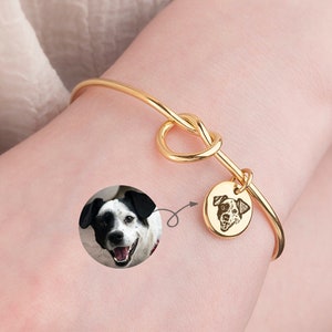 Pet Portrait Bracelet Custom - Pet Bracelet Memorial - Pet Knot Bracelet With Charms - Pet Lover Gift - Birthday Gifts for Daughter