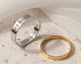 Wedding Gift - Promise Rings for Couples -  Couples Engraved Ring - Couple Rings Matching - Engraved Couple Rings - Gift for Fiancé