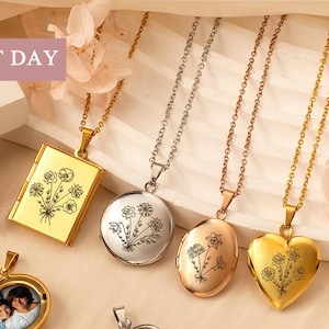 Build Your Own Bouquet Locket Necklace - Custom Locket with Photos - Family Combination Bouquet Necklace - Gift for Mom, Grandma