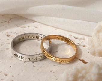 Best Friend Graduation Gift  - Sister Ring for 2 - Best Friend Gift - Engraved Ring - Custom Ring for Soul Sister - Sister Gift