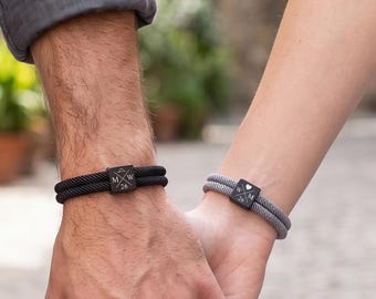 Personalized Braided Bracelet – Couple Bracelet - Adjustable Sliding Knot Bracelet Custom Couple Gifts - Anniversary Gift for Him / Her